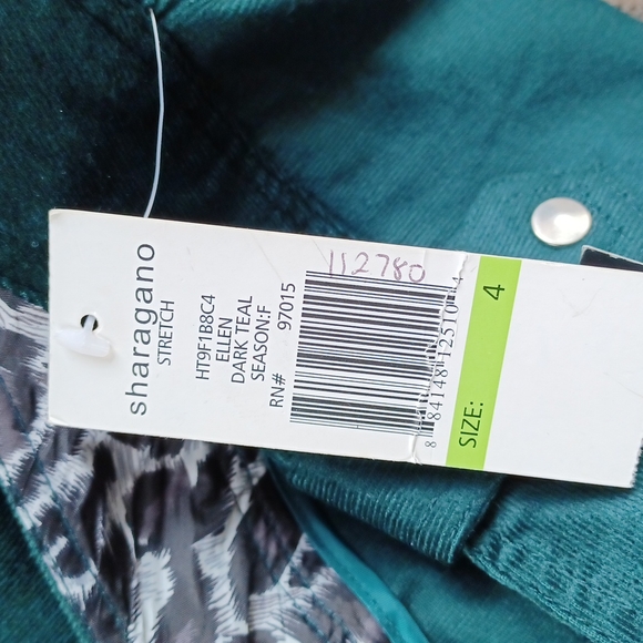 Sharagano "Ellen" Dark Teal Stretch Velvet Corduroy Bootcut Pants NEW Sz. 4 - Picture 2 of 8